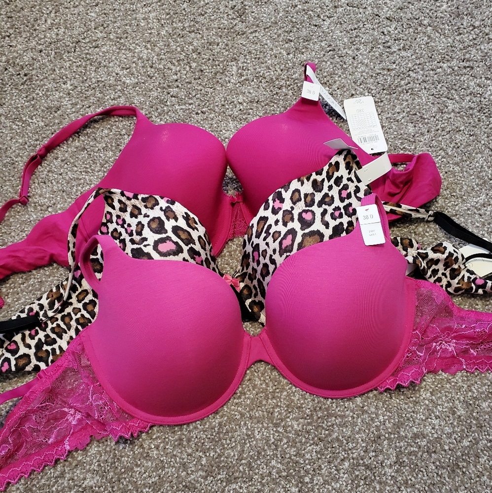 Pink and animal- 3 brand new ultrasoft bras in 38D